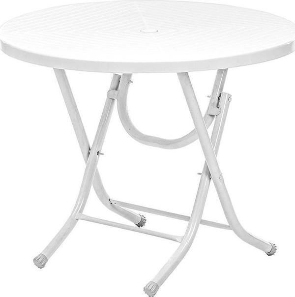 Omnipazar SY-2552 Beyaz Yuvarlak Katlanır Masa 90x72 cm 32445 - Image 1