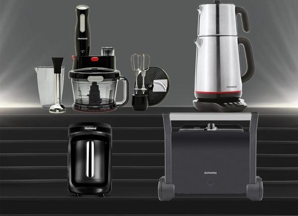 Homend Premium 4'lü Elektrikli Çeyiz Seti Tost, Kahve, Çay Makinesi ve Blender Seti Siyah - Image 1