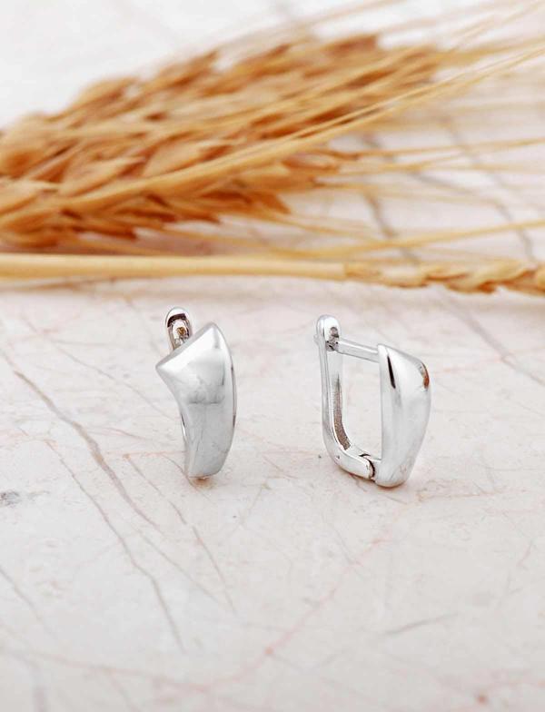 Asimetrik Tasarım Rodyumlu Gümüş J Küpe 7320 - Image 1