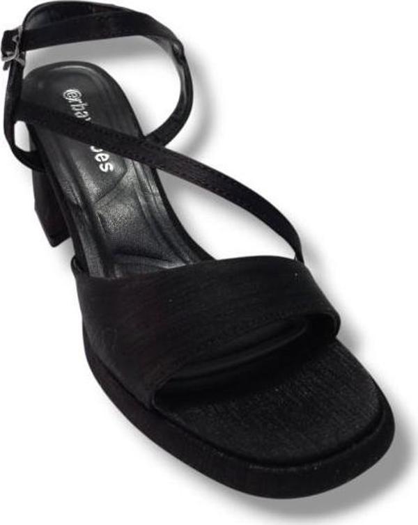 Erbay 402-25 Saten Kalın Topuk Anatomik Kadın Sandalet - Image 1