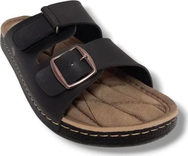 Apella 1055-2-25 Deri Anatomik Cırt Bantlı Soft Erkek Terlik 45-47 - Image 1