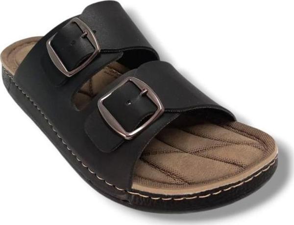 Apella 1055-4-25 Deri Anatomik Çift Bantlı Soft Erkek Terlik 45-47 - Image 1