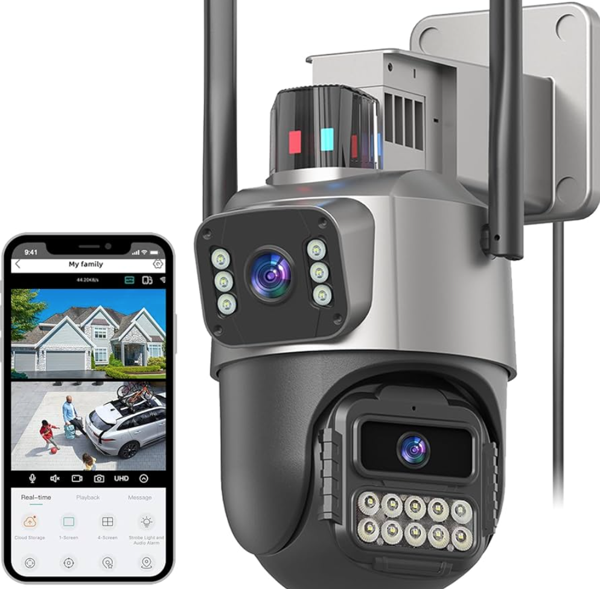 CMR 7 Çift Kameralı 1080P Görüntü Kalitesi Dış Mekan Uyumlu Su Geçirmez Hareket Sesörlü Alarmlı Güvenlik Kamerası Telefon ile Uyumlu  - Image 1