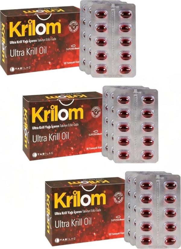 Krilom Ultra Krill Oil 30 Yumuşak Kapsül x 3 Adet - Image 1