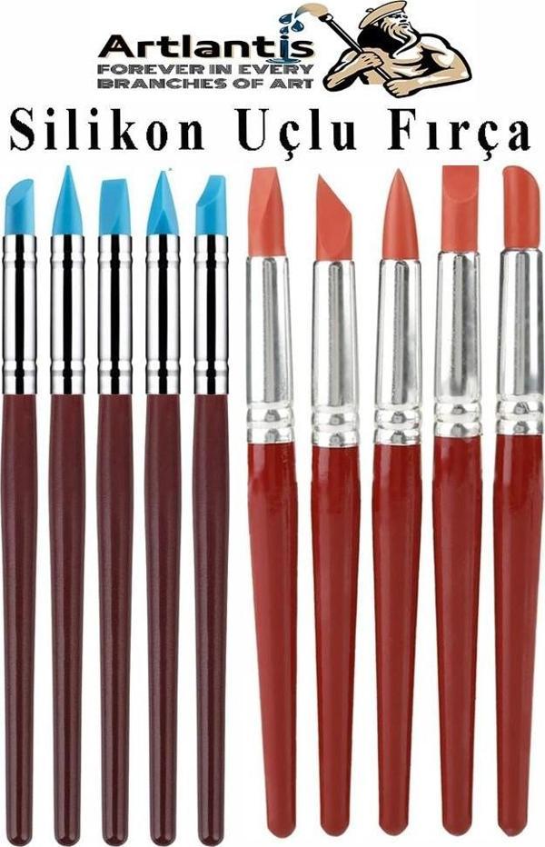 Silikon Uçlu Fırça Modelaj 10 Lu 1 Paket Kauçuk Polimer Kil Çömlek Seramik Şekillendirici Kalem Rötuş Kalem Seti - Image 1