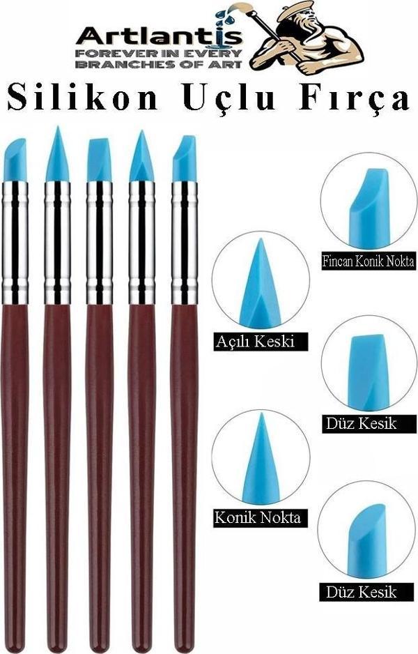 Kompozit Dolgu Şekillendirici Silikon Uçlu Fırça 5 li 1 Paket Diş Reçine Fırça Kalemi Diş Şekillendirme Kaucuk Diş Aleti - Image 1