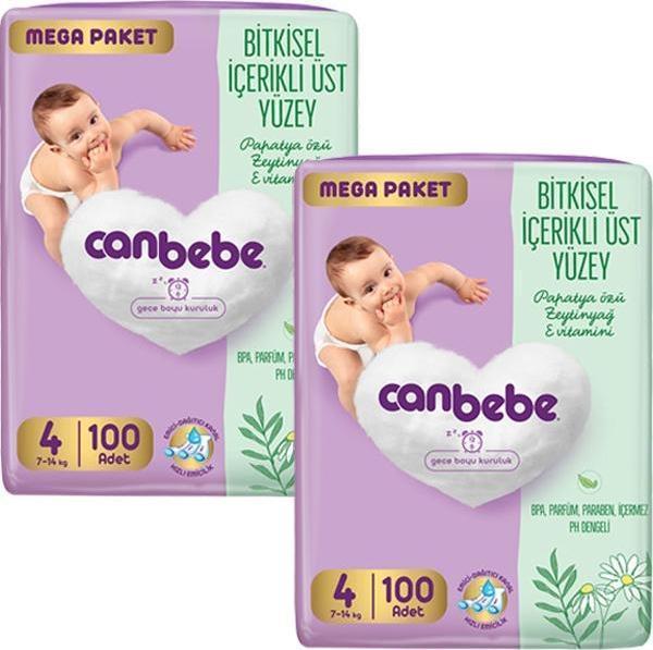Canbebe Bebek Bezi Mega Paket 4 Beden (7-14kg) 100 lü x 2 Adet - Image 1