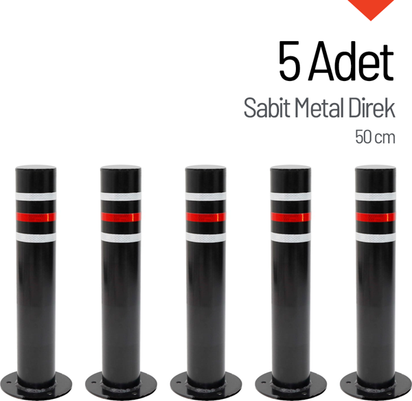 5'li Sabit Metal Direk Seti Siyah, Metal Duba 50 cm - Image 1