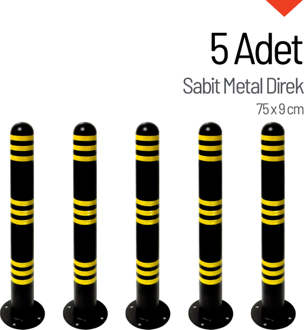 5'li Sabit Metal Direk Seti, Metal Duba 75 x 9 cm - Image 1