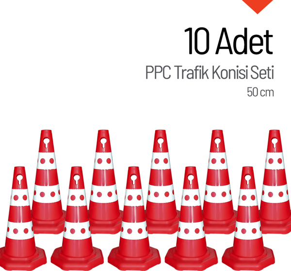 10 Adet PPC Trafik Konisi 50 cm Trafik Dubası Seti - Image 1