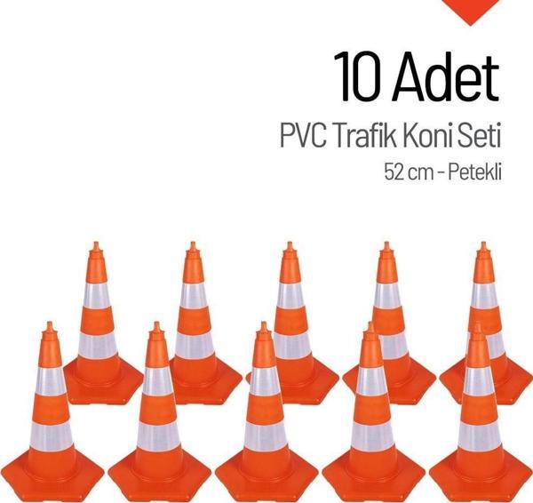 10 Adet PVC Trafik Konisi 52 cm Trafik Dubası - Image 1