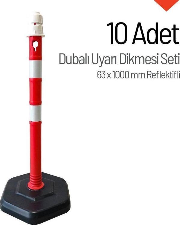 Dubalı Uyarı Dikmesi 63x1000 mm Reflektifli 10`lu Set - Image 1