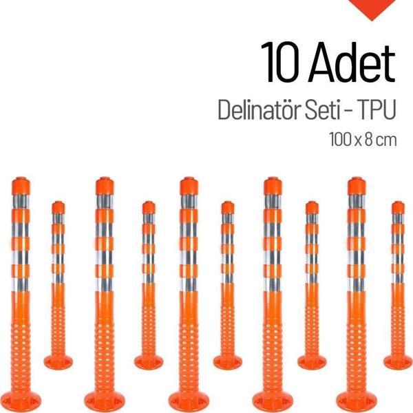 Delinatör 100 x 8 cm (TPU) 10 Adet, Esnek Trafik Bariyeri - Image 1
