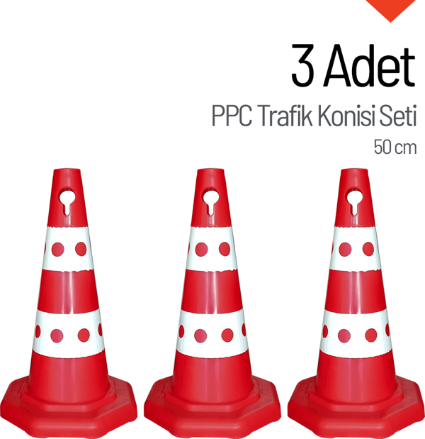 3 Adet PPC Trafik Konisi 50 cm Trafik Dubası Seti - Image 1