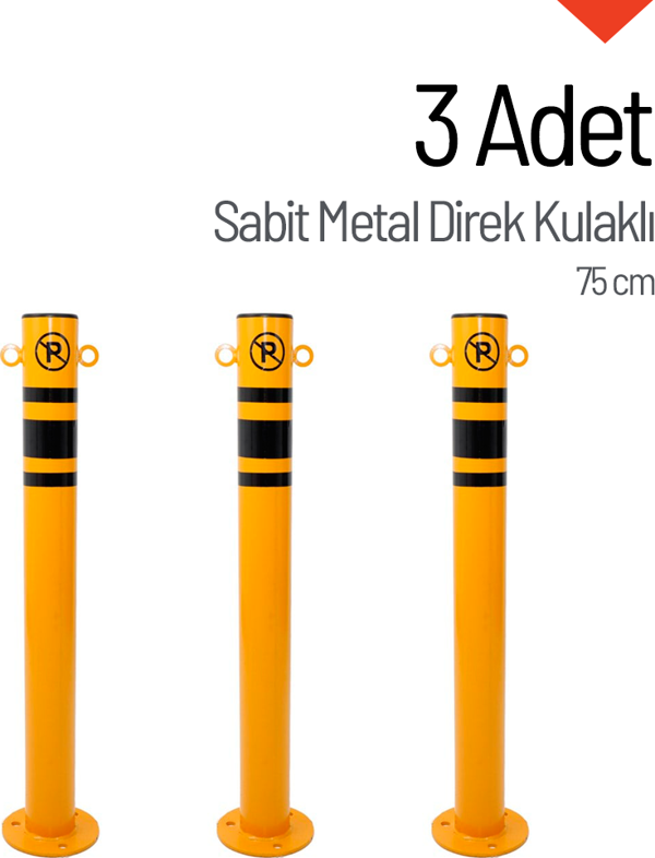 3'lü Sabit Metal Direk Seti Kulaklı, Metal Duba 75 cm - Image 1