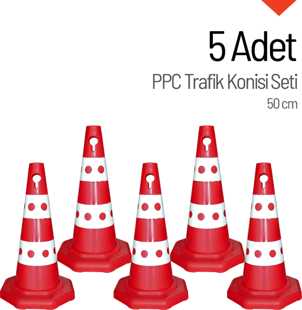 5 Adet PPC Trafik Konisi 50 cm Trafik Dubası Seti - Image 1