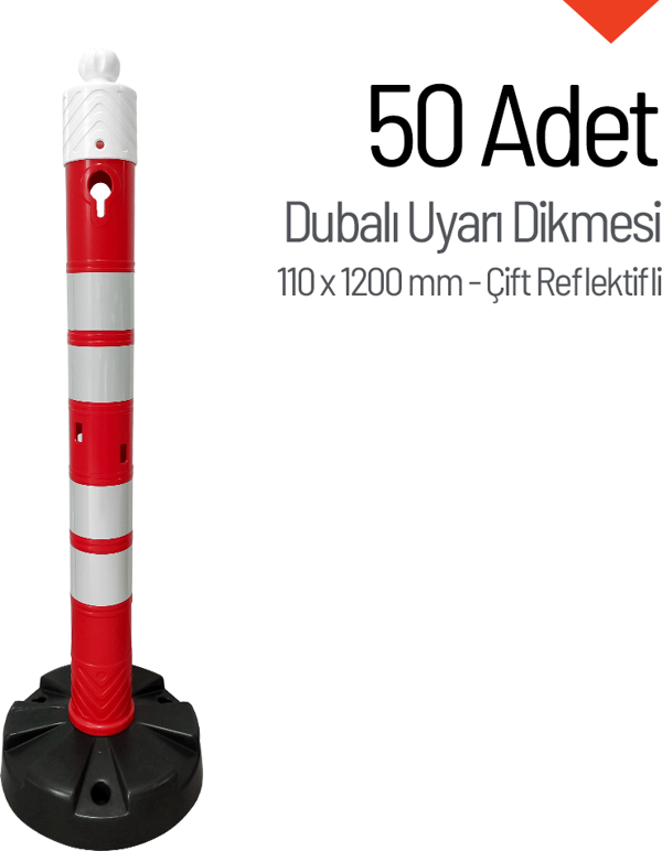 50'li Dubalı Uyarı Dikmesi Seti 110 x 1200 mm Çift Reflektifli - Image 1