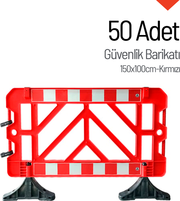 50'li Güvenlik Barikatı Seti Kırmızı 150x100cm - Image 1