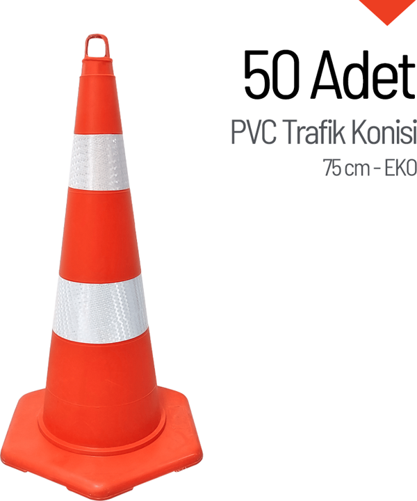 50'li PVC Trafik Konisi Seti 75 cm EKO Trafik Dubası - Image 1