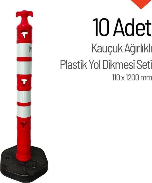 Kauçuk Ağırlıklı Plastik Yol Dikmesi 110x1200 mm 10'lu Set - Image 1