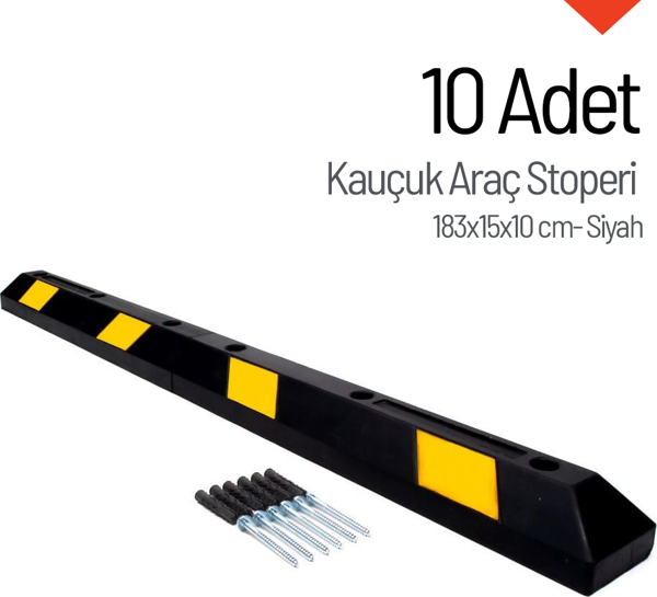 Kauçuk Araç Stoperi 183x15x10 cm 10 Adet İndirimli Set - Image 1