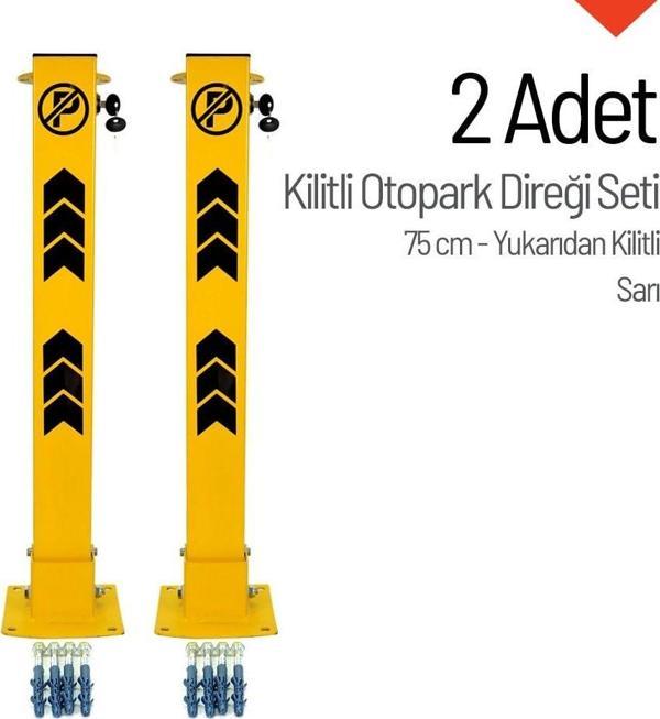 Kilitli Otopark Direği 75 cm, Park Bariyeri 2li Set - Image 1