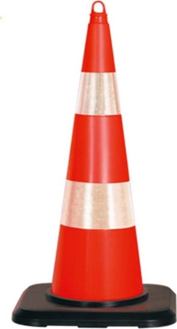 PVC Trafik Konisi 90 cm Çift Reflektifli Trafik Dubası Ağırlıklı - Image 1