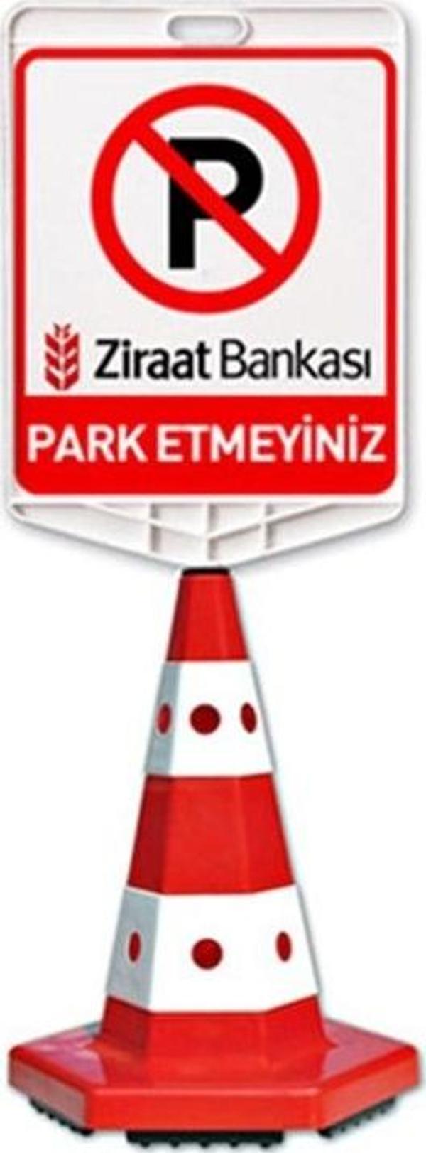 Ziraat Bankası Park Etmeyiniz Logo Çift Taraf Baskı Kedi Gözlü Ağırlıklı Koni Seti Trafik Dubası - Image 1
