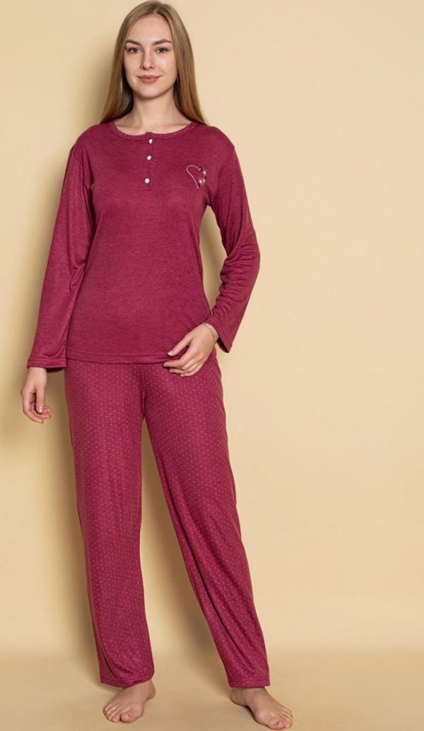 Dreamy Uzun Kollu Desenli Düğmeli Yaka Pijama Takımı - Image 1