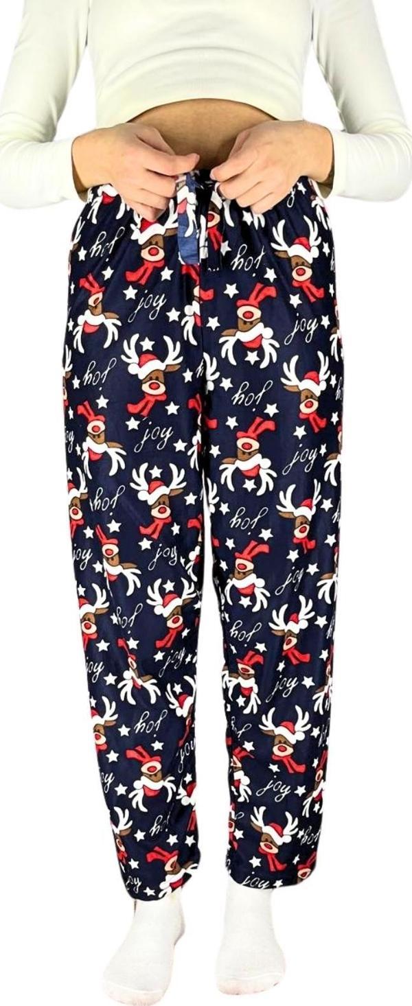 Dreamy Soft Kadife Dokulu Desenli Süet Pijama Altı Pantolon - Image 1