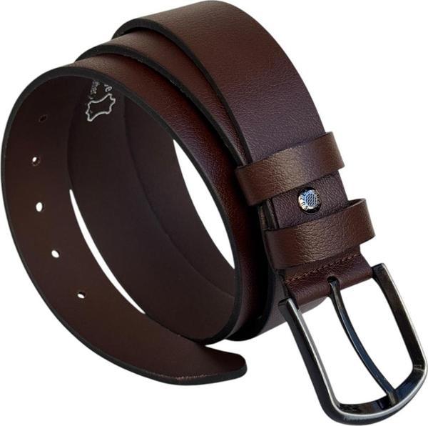 Kahverengi Büyük Beden Hakiki Deri 4 cm. Tokalı Düz Model Erkek Kemer - 409-Battal - Image 1