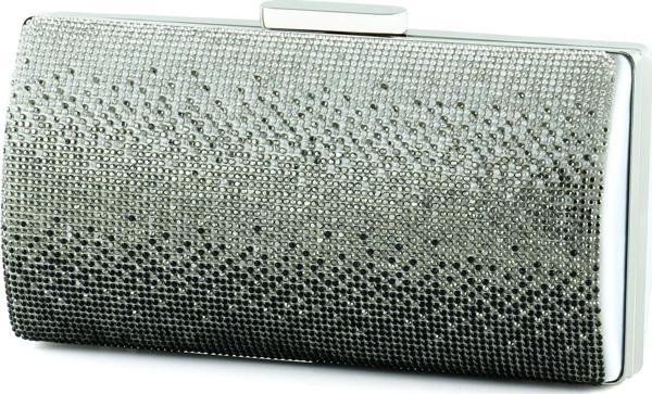 Gümüş Saten Degrade Kristal Taşlı Metal Saplı Abiye El Çantası - Image 1