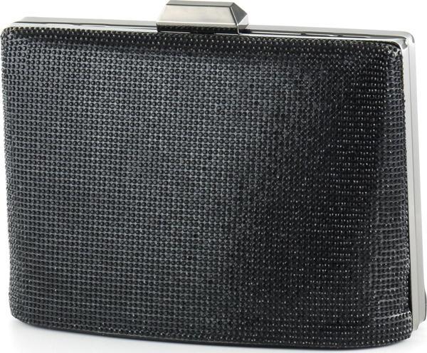 Siyah Saten Kristal Taşlı Metal Saplı Zincir Askılı Abiye Çanta - Image 1