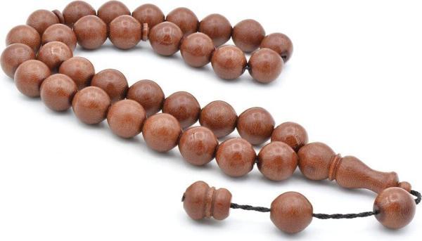 Sistemli Küre Kesim İri Boy Ketenli Kahverengi Fiber Tesbih - Image 1