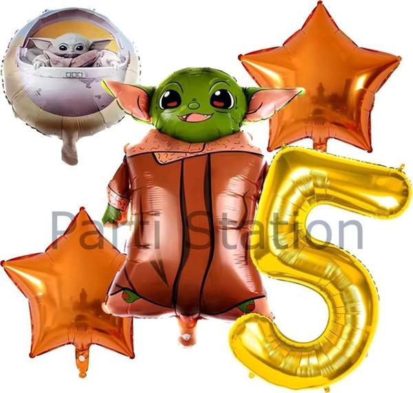 Parti Station Star Wars Yoda 5 Yaş Balon Set Yıldız Savaşları Yoda Konsept Doğum Günü Balon Set - Image 1