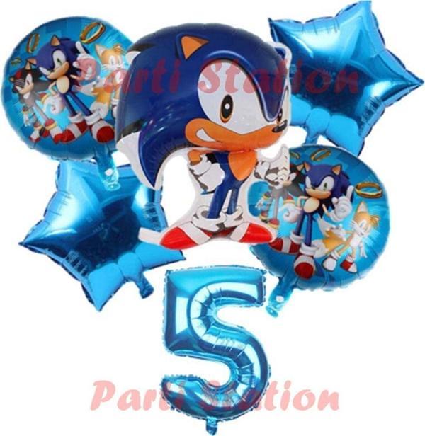 Parti Station Tilki Sonic Konsept 5 Yaş Balon Set Sonic Doğum Günü Balon Set - Image 1