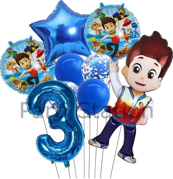 Parti Station Paw Patrol Ryder 3 Yaş Lacivert Balon Set Paw Patrol Ryder Konsept Doğum Günü Parti Balon Set - Image 1