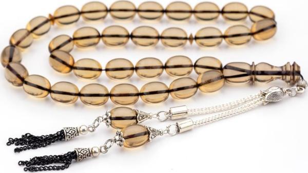 İri Taneli Gri Güzel Çekimli Ateş Kehribar Tesbih - Image 1