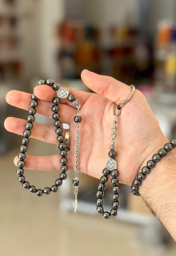 Tesbih Bileklik ve Anahtarlık Hematit Taşı Seti - Image 1