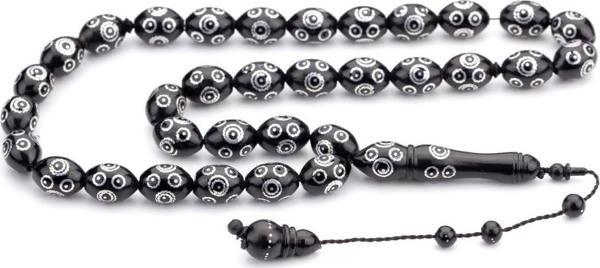 Büyük Boy Arpa Tane Kınalı İşlemeli Kuka Tesbih - Image 1