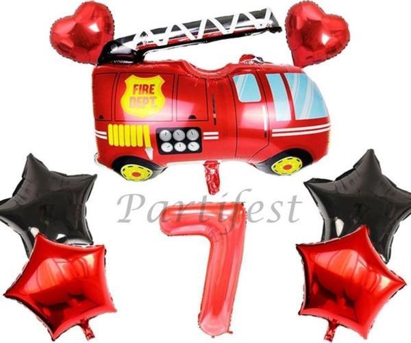 Parti Station Itfaiye Balon Set Fireman Folyo Balon Set Konsept Doğum Günü Set Yaş Balon - Image 1