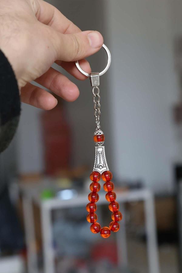 Küre Tane Açık Kırmızı Tesbih Anahtarlık - Image 1
