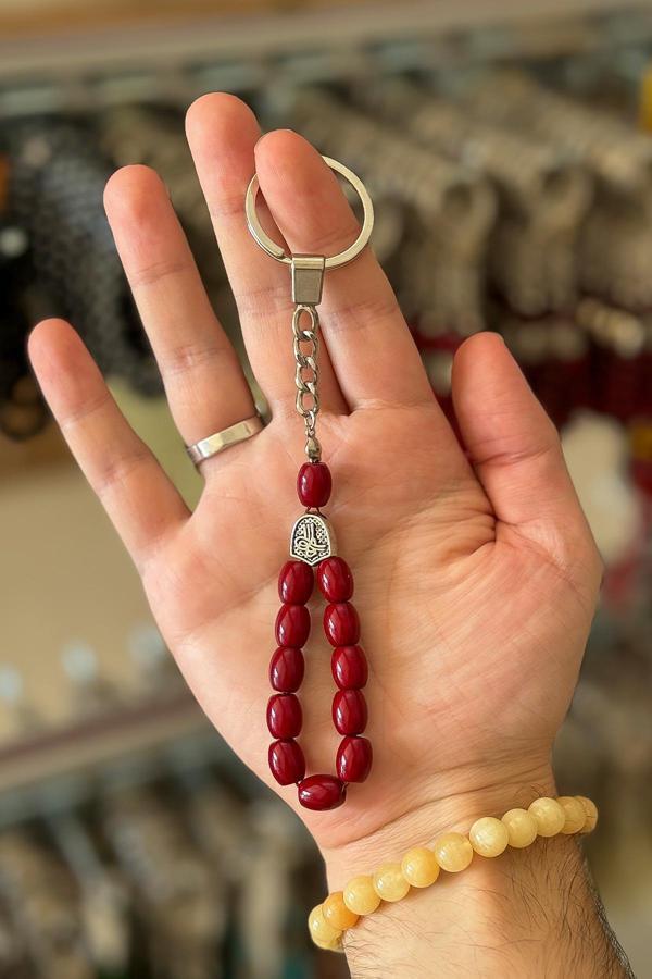 Fıçı Model Bordo Renk Tesbih Anahtarlık - Image 1