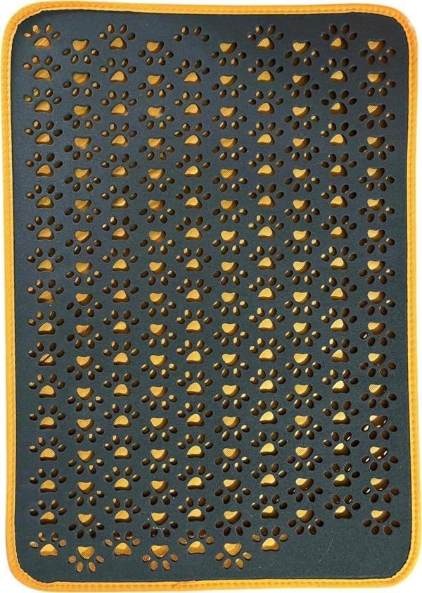 Kedi Kumu Paspası Kedi Tuvalet Önü Paspası Elekli Paspas Tuvaleti 70*50 cm Mama Halısı Sarı - Image 1
