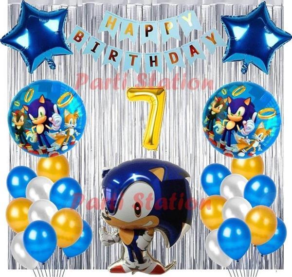 Parti Station Lacivert Tilki Sonic Boom Konsept 7 Yaş Balon Set Sonic Tema Doğum Günü Arka Fon Süsleme Balonlu Set - Image 1