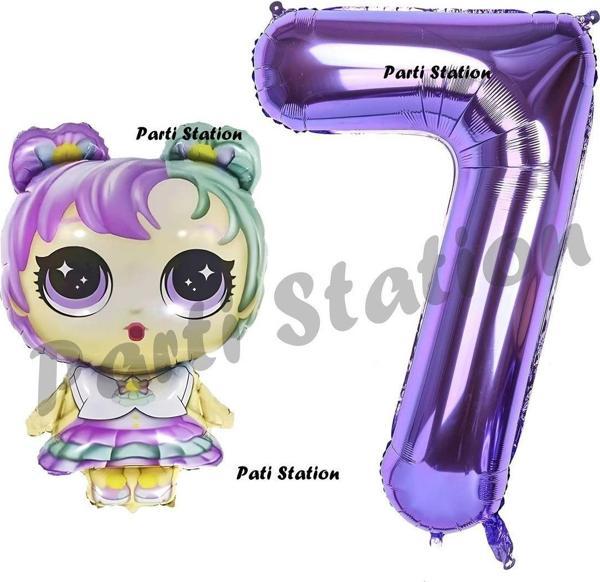 Parti Station Lol Bebek 7 Yaş Balon Ve Mor Rakam Balon Doğum Günü Parti Set - Image 1