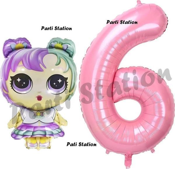 Parti Station Bebek 6 Yaş Balon Ve Pembe Rakam Balon Doğum Günü Parti Set - Image 1