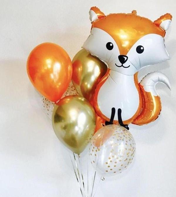 Parti Station Woodland Konsept Sevimli Tilki Folyo Balon Buketi Fox Balloon 56 Cm - Image 1