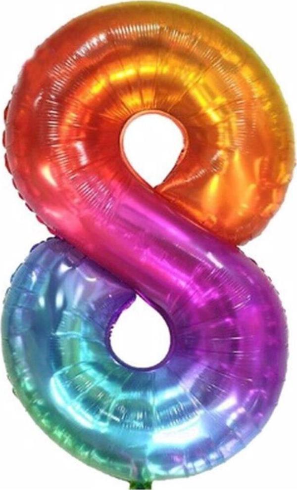 Parti Station Rakam Folyo Balon Gökkuşağı Rakam Balon Renkli 8 Yaş Balon 76 Cm Sayı Balon Uçan Balon Helyum Balon - Image 1