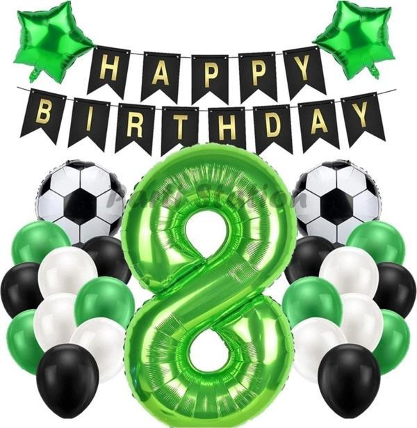 Parti Station Futbol Maç Konsept Yeşil Rakam 8 Yaş Balon Futbol Konsept Yeşil Parti Doğum Günü Balon Seti - Image 1
